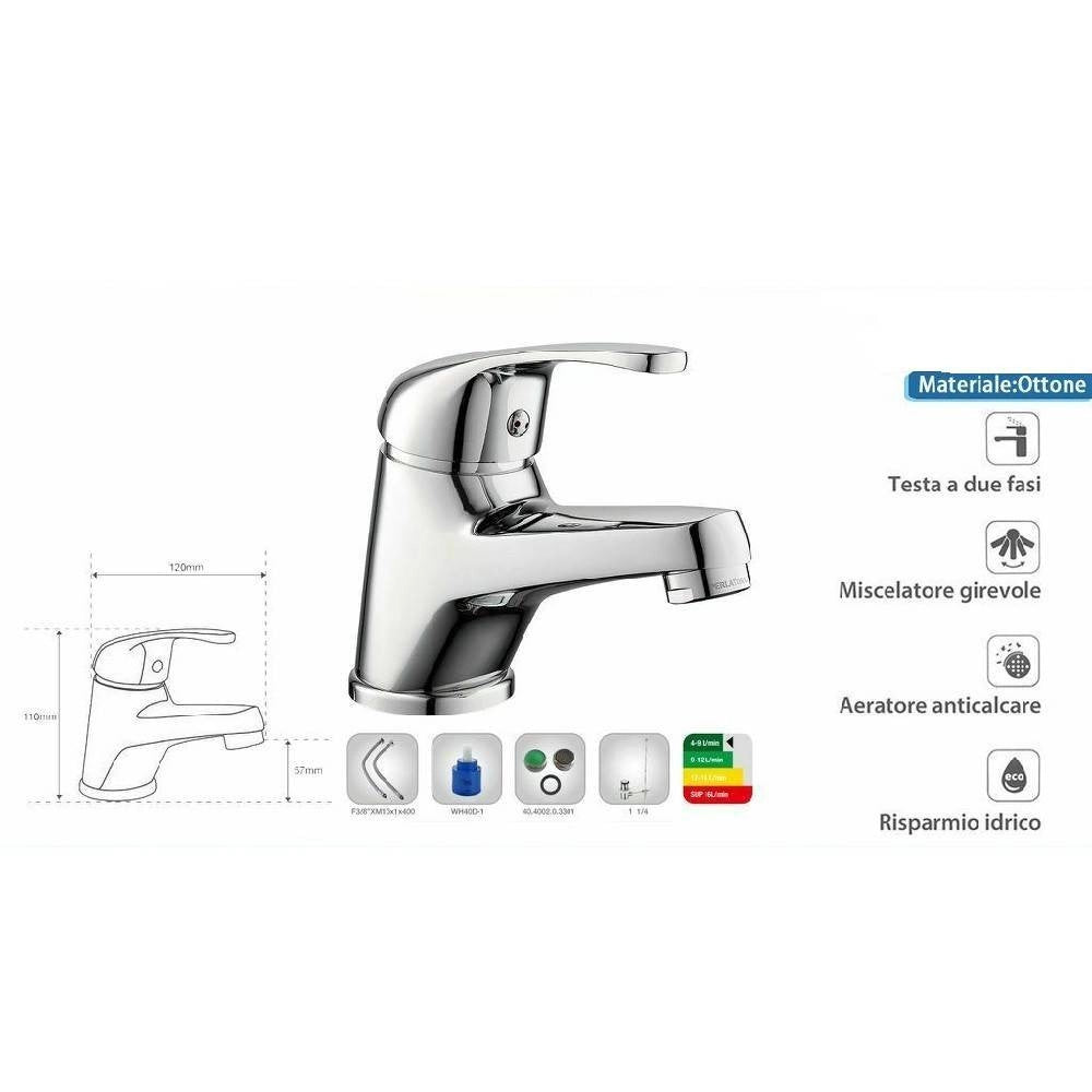 Trade Shop - Rubinetto Miscelatore Per Lavabo Da Bagno Materiale Ottone Cromato Taranto -