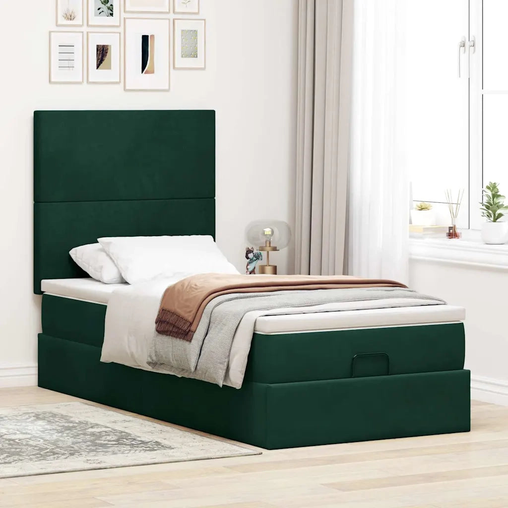 Struttura Letto Pouf con Materassi 90x200 cm in Velluto 3314225