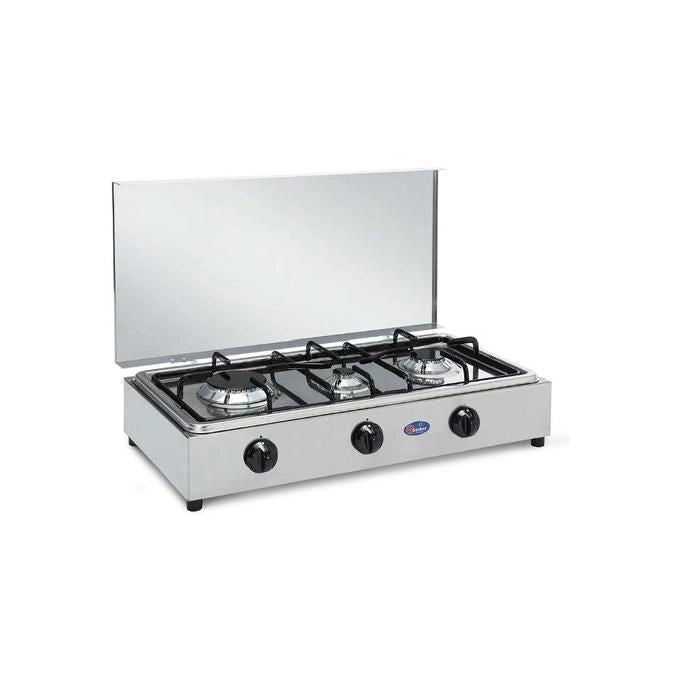 Parker 300ACCGPM Fornello a gas da campeggio 3 fuochi metano uso esterno con coperchio colore Acciaio