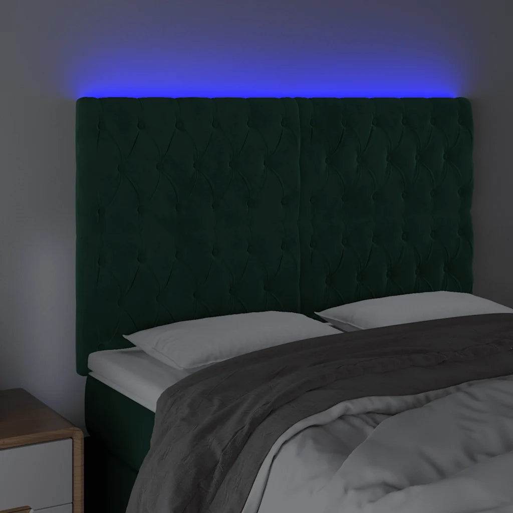 Testiera a LED Verde Scuro 144x7x118/128cm in Velluto 3122811