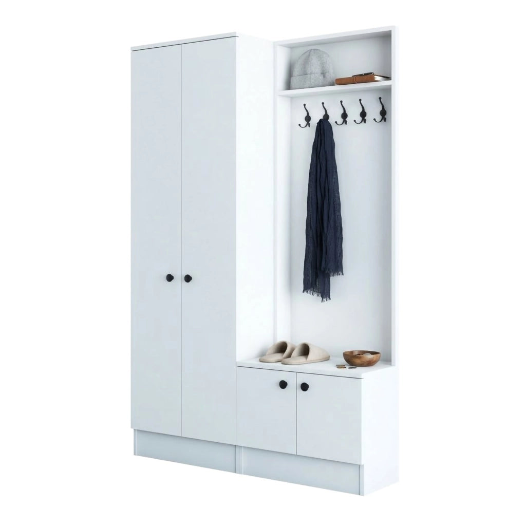 Grue, Mobile da Ingresso 5 Ripiani, 120x37x183h cm Bianco