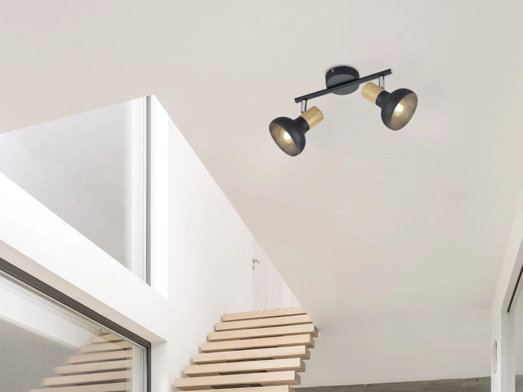 Plafoniera doppia LATIKA nera metallo 2xE14 10W RL