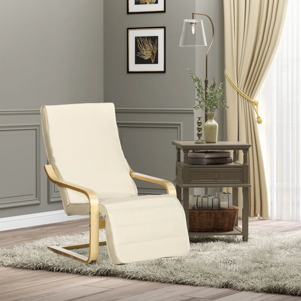 Poltrona Relax con Poggiapiedi Regolabile ¨C Minimal ¨C Tessuto Crema 66,5x94x100cm