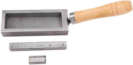 Kit di fonditura portatile 4 pollici - Ingotto di ghisa - Multifunzionale - Leggero - Maniglia in legno di betulla - Acciaio saldato a rilievo eccellente