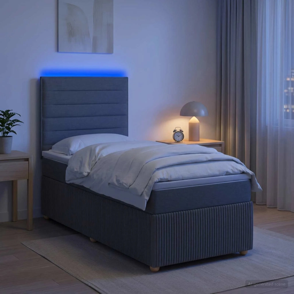 Letto Box Spring LED con Materasso Grigio Scuro 80 x 200 cm 3455721