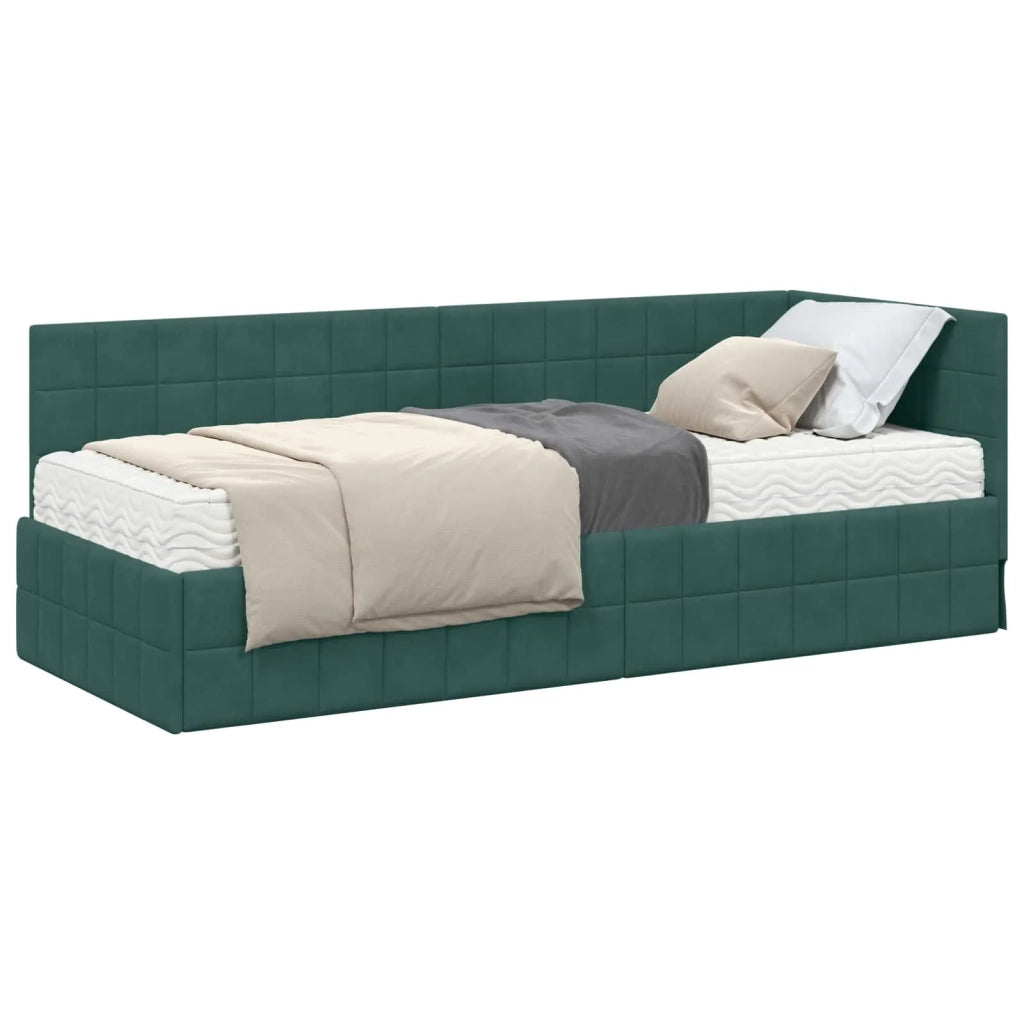 Struttura Letto Angolare con Materasso 2 pcs Verde Velluto
