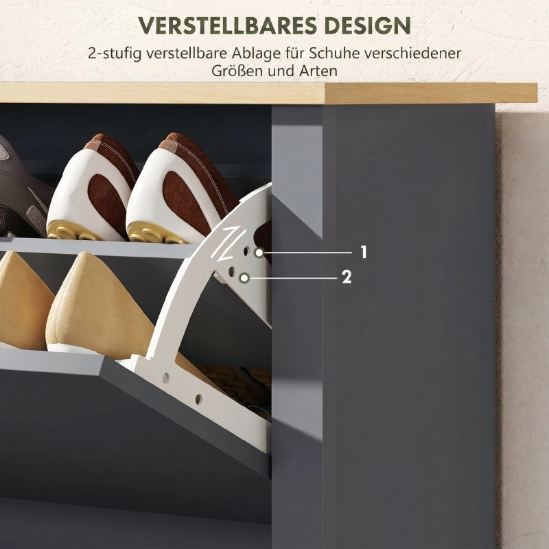 Scarpiera con 2 cassetti a ribalta fino a 12 paia di scarpe in pannello truciolare grigio scuro 72 × 26 × 80 cm
