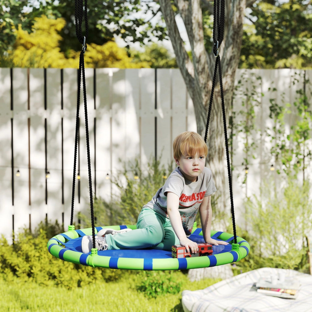 Altalena da Giardino per Bambini ¨C Minimal ¨C ?100x180 cm Blu e Verde