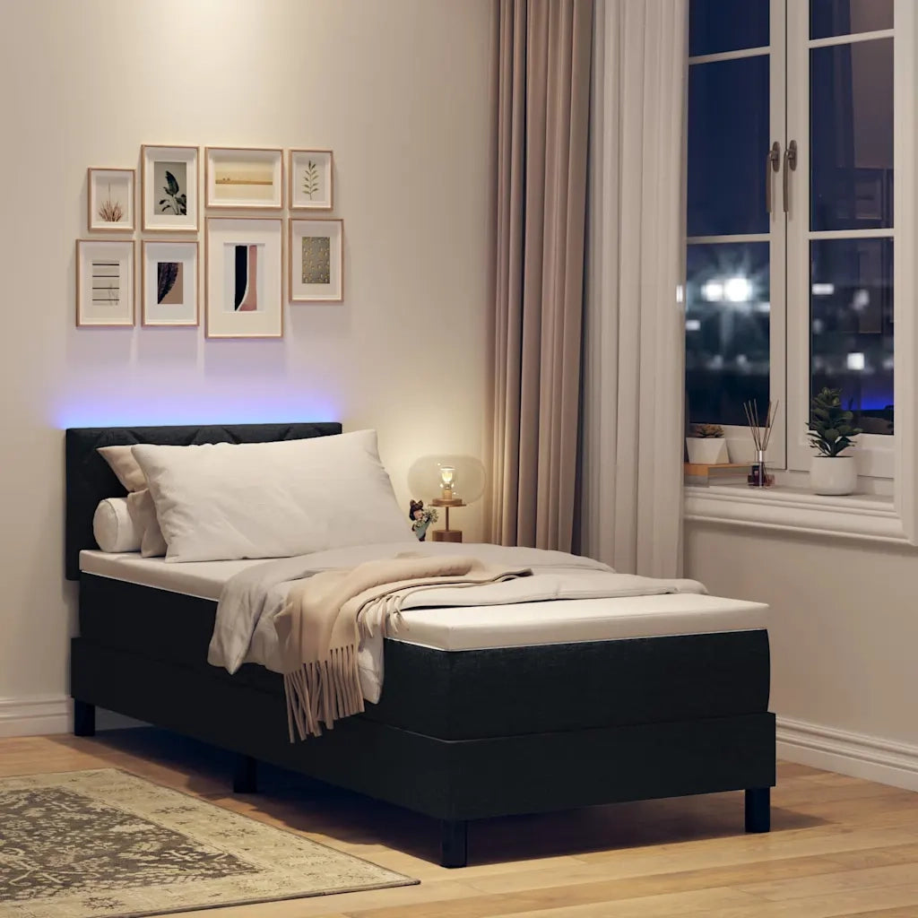 Letto a molle con materasso con led Nero 80 x 200 cm Tessuto 3342242