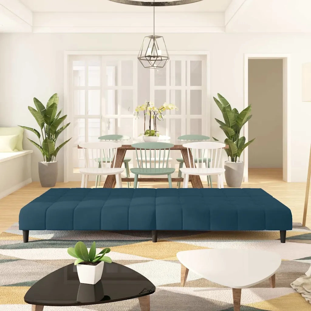 Divano Letto a 2 Posti-Sofa Letto 2 Posti-Daybed Blu in Velluto 204820