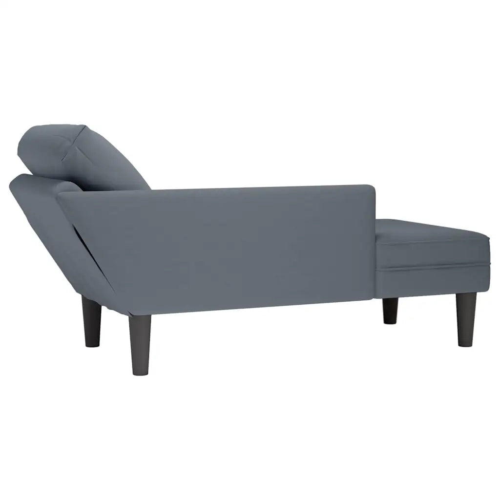 Sdraio con Cuscino e Bracciolo Destro in Velluto Grigio Scuro 4009808