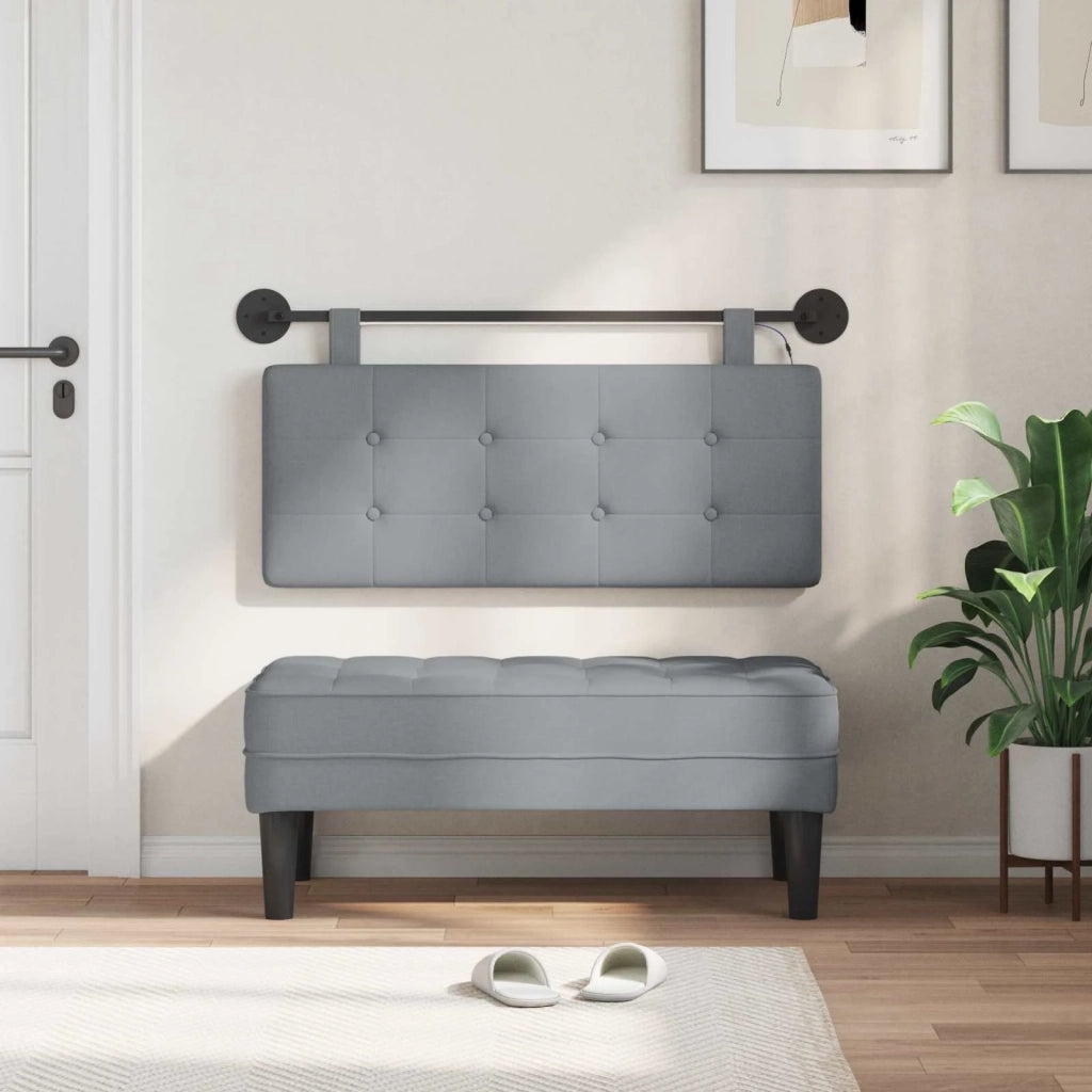Testiera | Testata sospesa Con luce LED Grigio Chiaro Tessuto