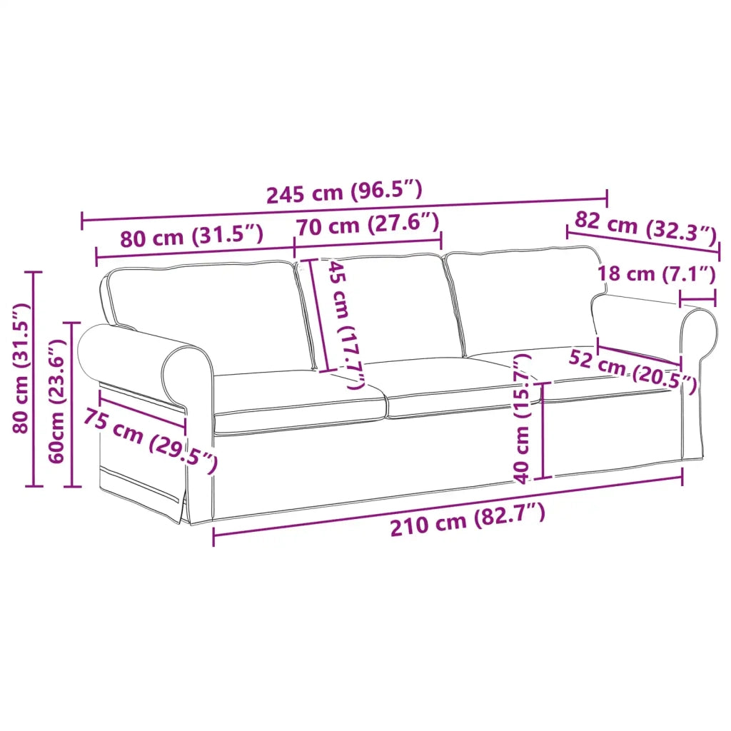 Divano Blu 245 x 82 x 80 cm Tessuto 42024326