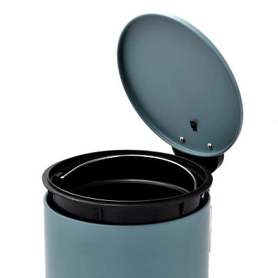 Pattumiera bagno in acciaio turchese cobalto con pedale e coperchio slim 3 lt