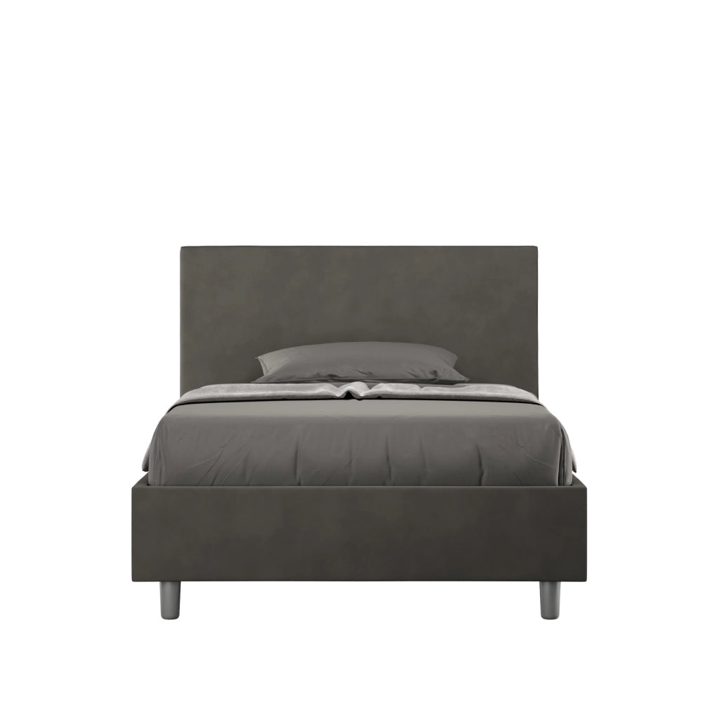 BS COM Letto una piazza e mezza contenitore imbottito 120x190 microfibra grigio