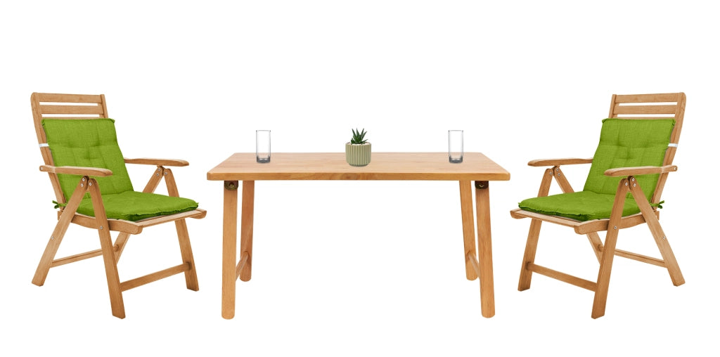 Set Cuscini Sedia Con Schienale Imbottiti Con Laccetti Banda Elastica 40 x 80 Cm Verde - 4 Pezzi