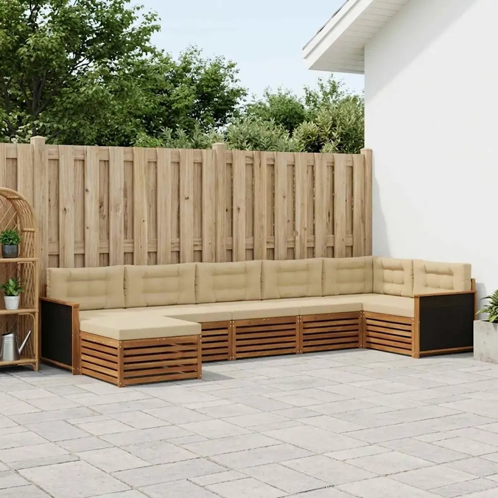 Set di divani da esterno con cuscino 7 pcs Naturale e Beige 3383616