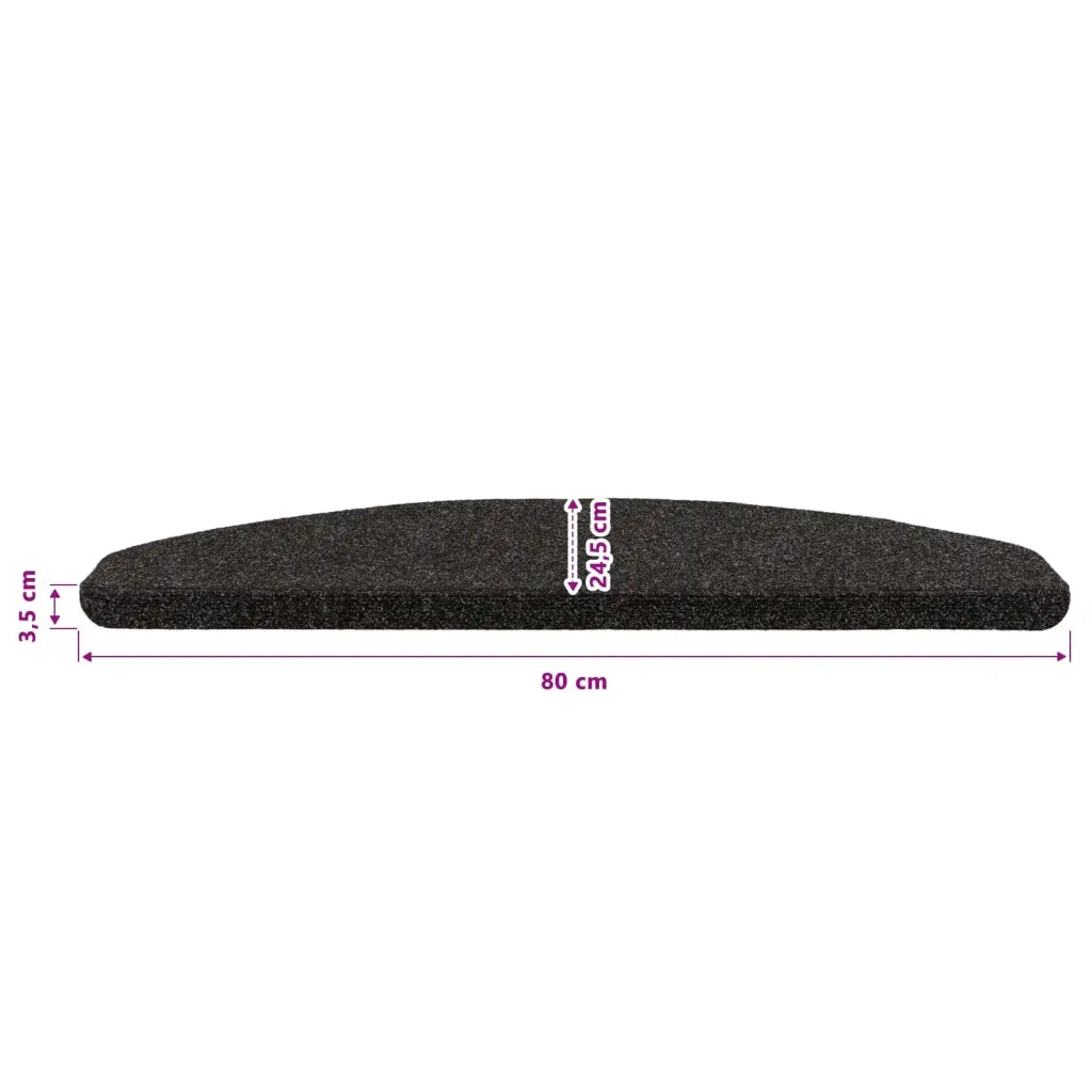 Tappetini per scale autoadesivi 15 pcs Nero 80 x 28 x 3,5 cm 42040595