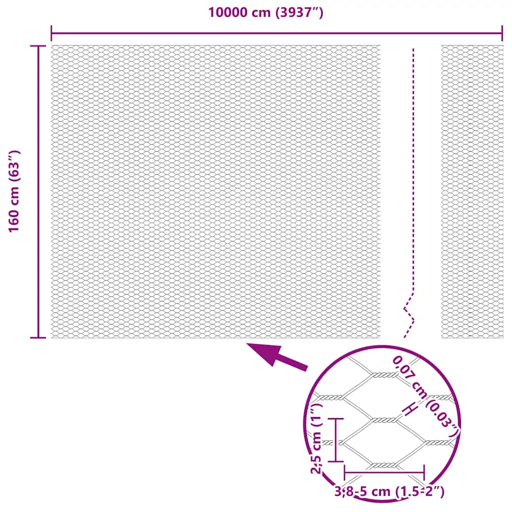 Recinzione Esagonale Grigio 1,6 x 100 m PVC 42005622