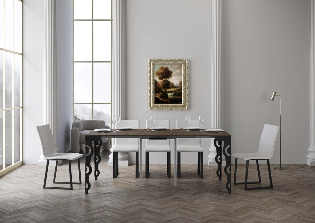 Consolle allungabile 90x40/196 cm Karayan Small Evolution Noce telaio Antracite