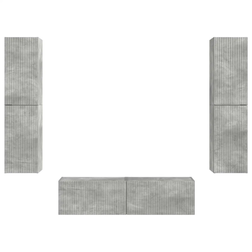 Set mobile TV 6 pcs Grigio cemento Legno multistrato 3409126