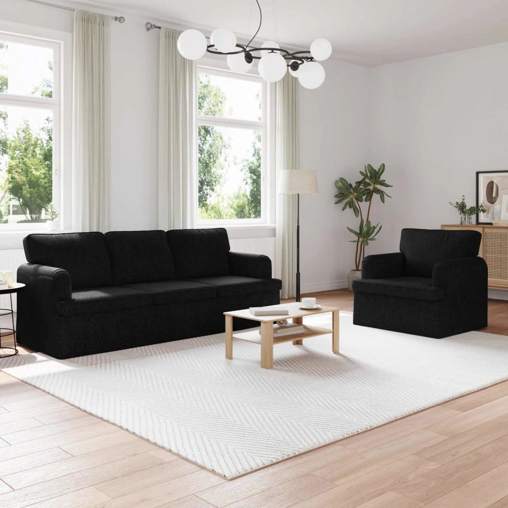Set di divani 2 pcs Nero 201 x 80 x 85 cm Tessuto 3407606
