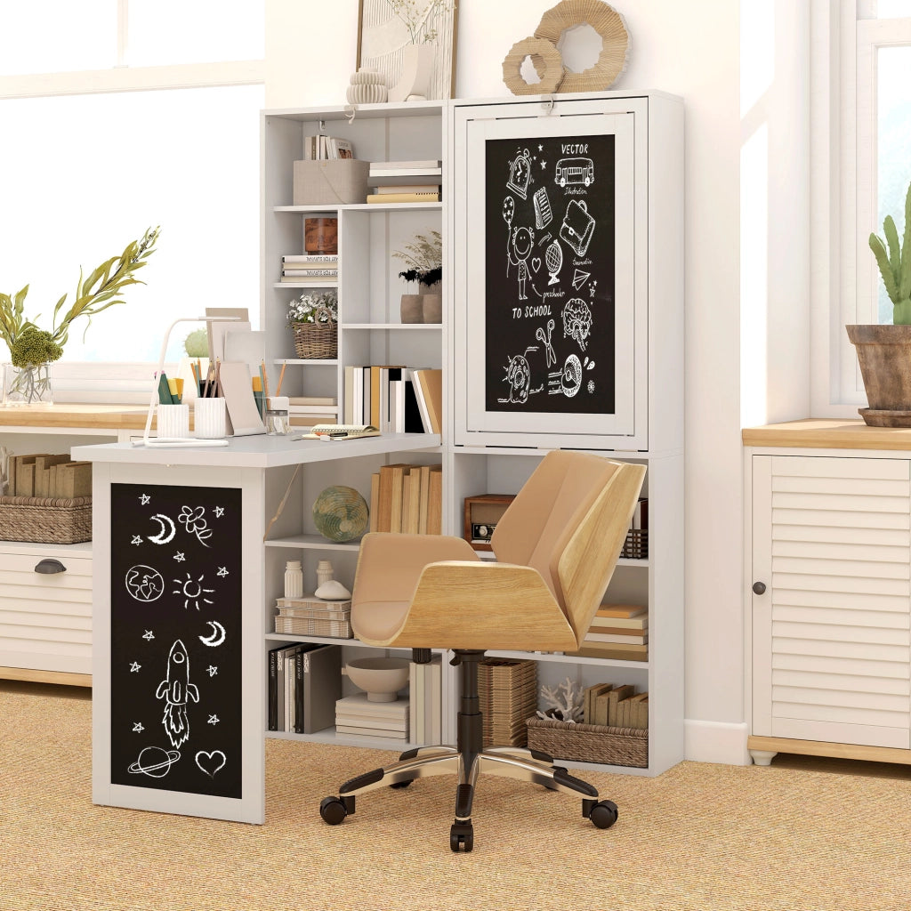 Scrivania angolare con scaffale e cassetti ¨C zephmum ¨C bianco 120x60x150 cm