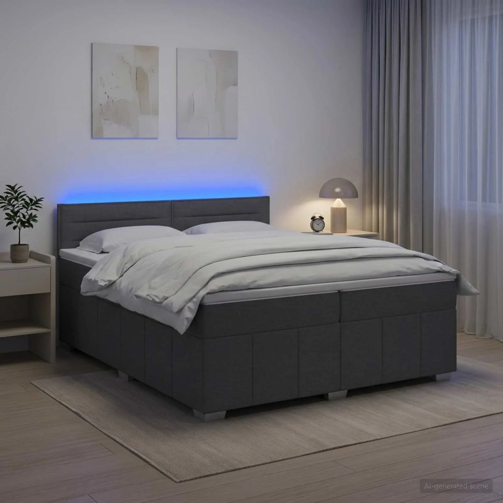 Letto box spring con materasso Grigio Scuro 200 x 200 cm 3452748