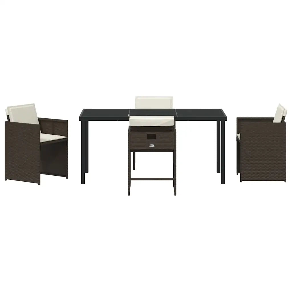 Set da Pranzo per Giardino 5 pcs Marrone polyrattan