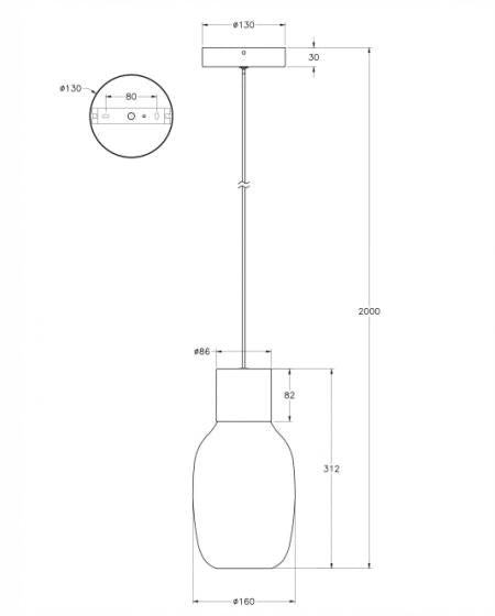 Lampada a Sospensione LED Lapo 12W 1300lm 3000K Dimmerabile a step, Struttura in Metallo e Vetro Borosilicato Colore Cognac - 3768-40-365