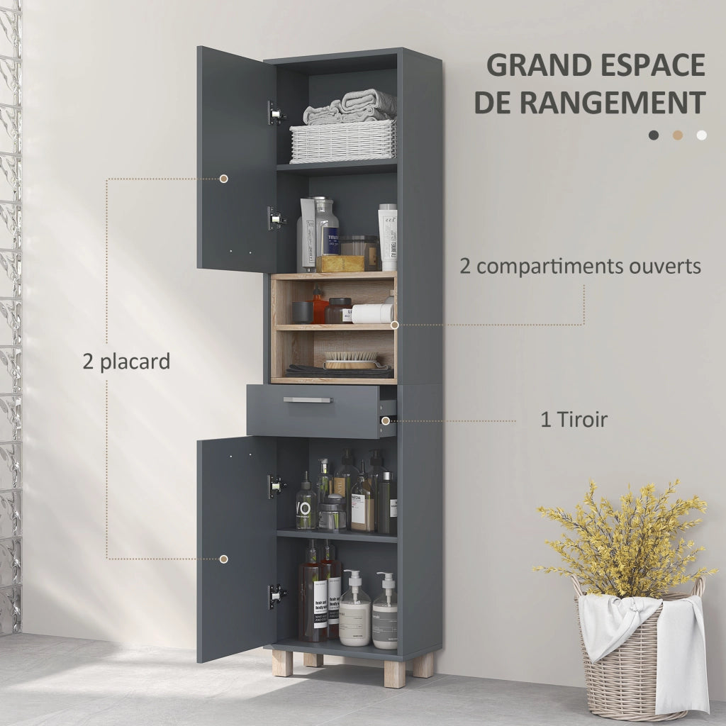 Colonna Bagno con Ante e Cassetto ¨C Minimal ¨C Grigio 60x30x