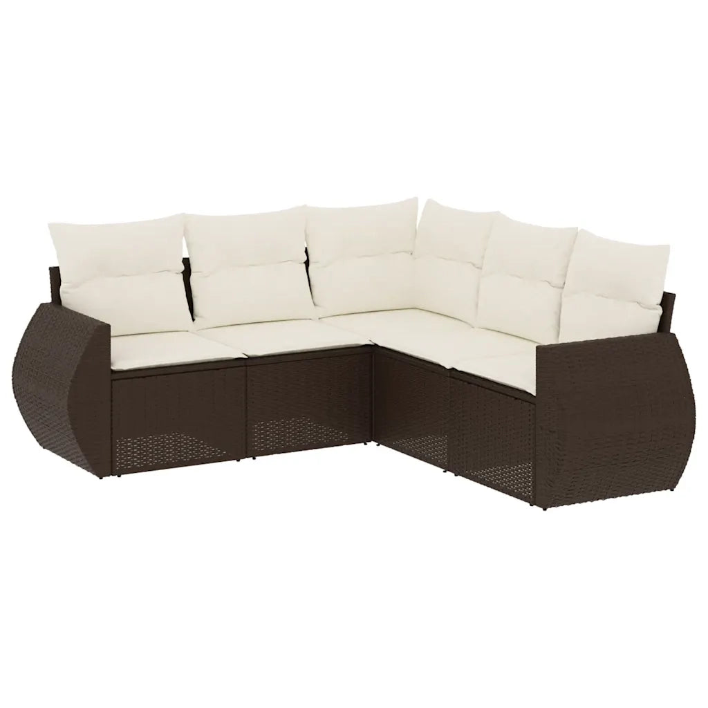 Set Divano da Giardino 5 pz con Cuscini Marrone in Polyrattan 3253690