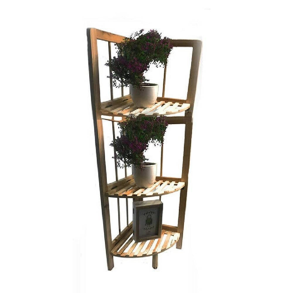 Trade Shop - Scaffale Angolare 3 Ripiani Legno X Decoupage Mensola Richiudibile Porta Piante -