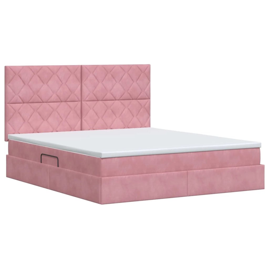 Letto con contenitore e materasso Rosa 140 x 200 cm Velluto 3459758