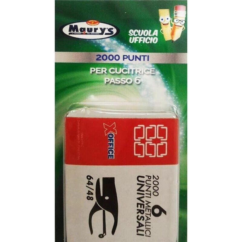 MAURY'S 2000 PUNTI METALLICI UNIVERSALI PER CUCITRICE PASSO 6
