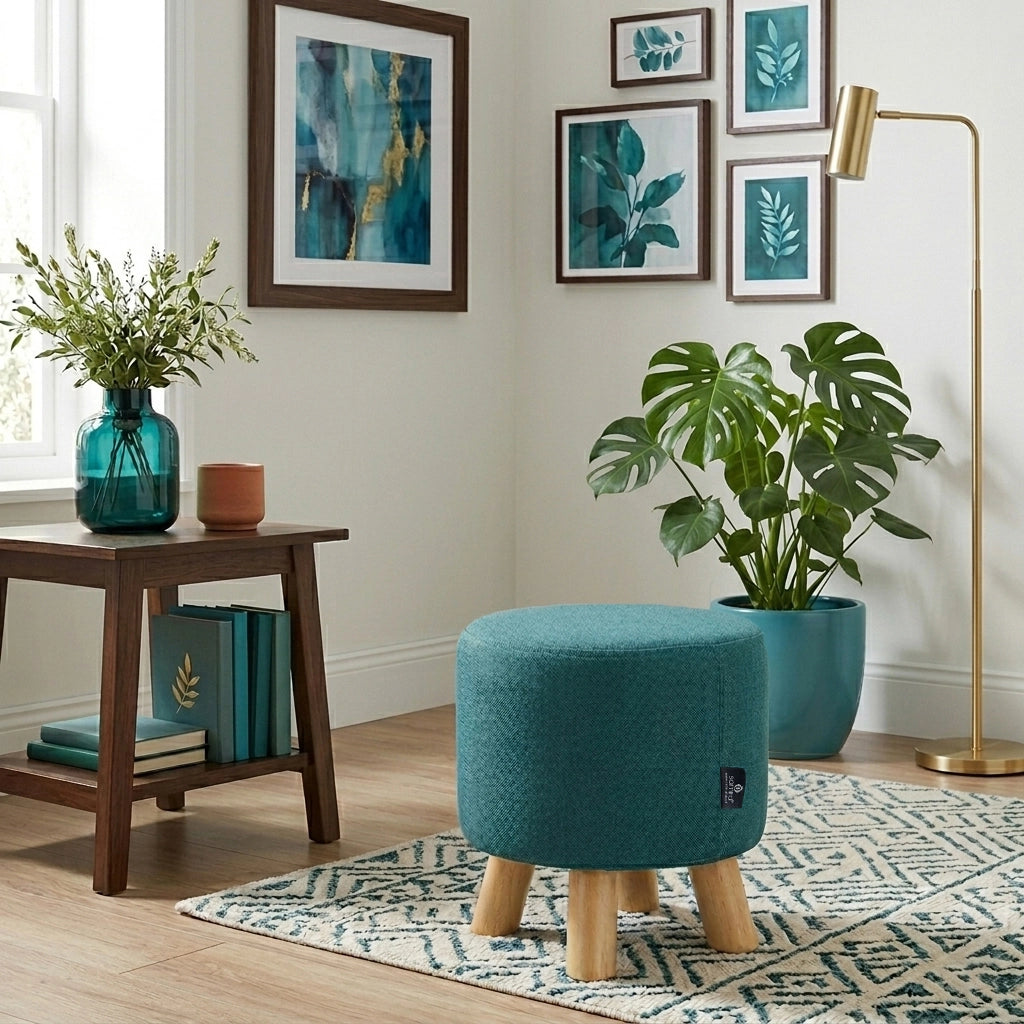Pouf divano, pouf poggiapiedi blu petrolio – Nemo - SG27NEPL