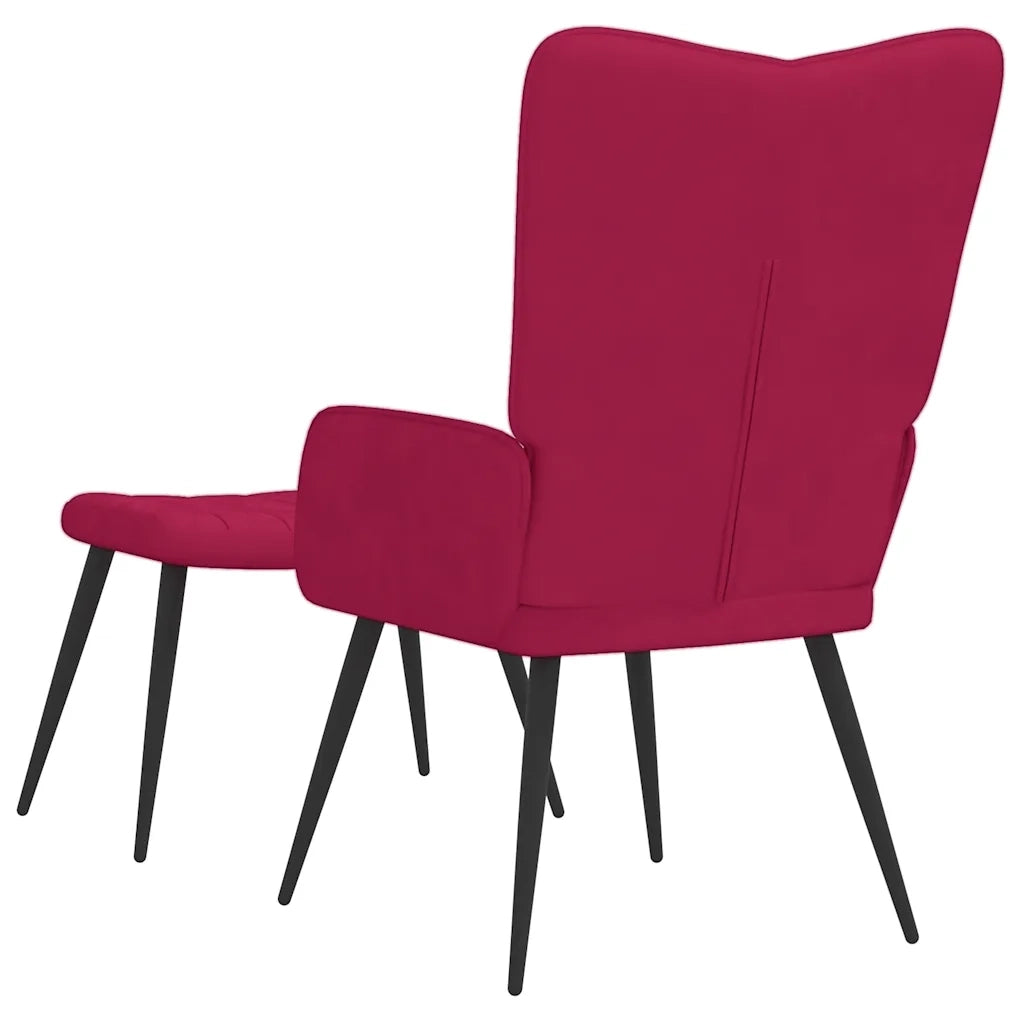 Poltrona Relax | Sedia Relax con Sgabello Rosso Vino in Velluto