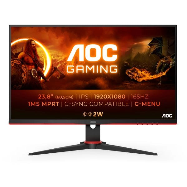 Aoc 24g2spu/bk monitor pc 60,5 cm (23.8") 1920 x 1080 pixel full hd nero, rosso