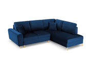 Cosmopolitan Design - Divano convertibile angolare destro con contenitore "Kyoto" 5 posti in velluto blu reale 