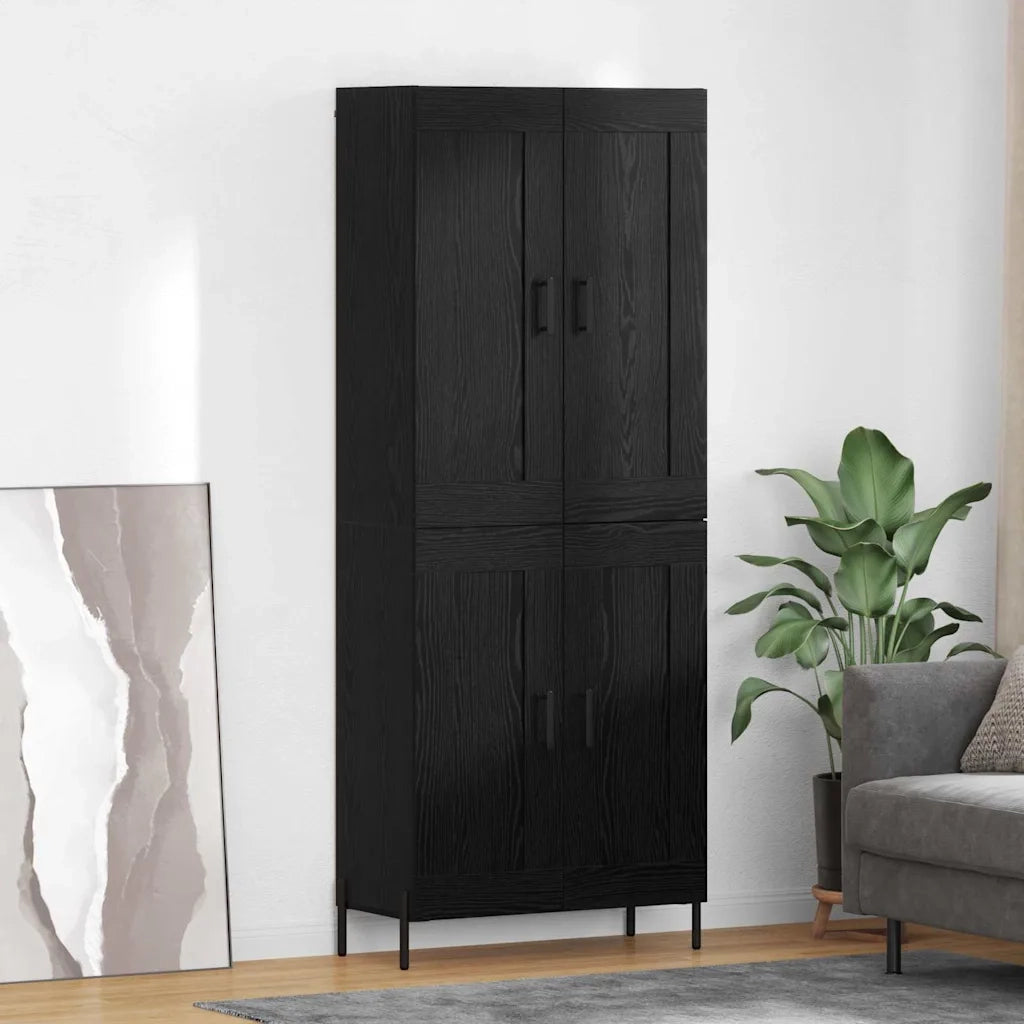 Credenza 2 pcs Rovere Nero Legno multistrato 3416060