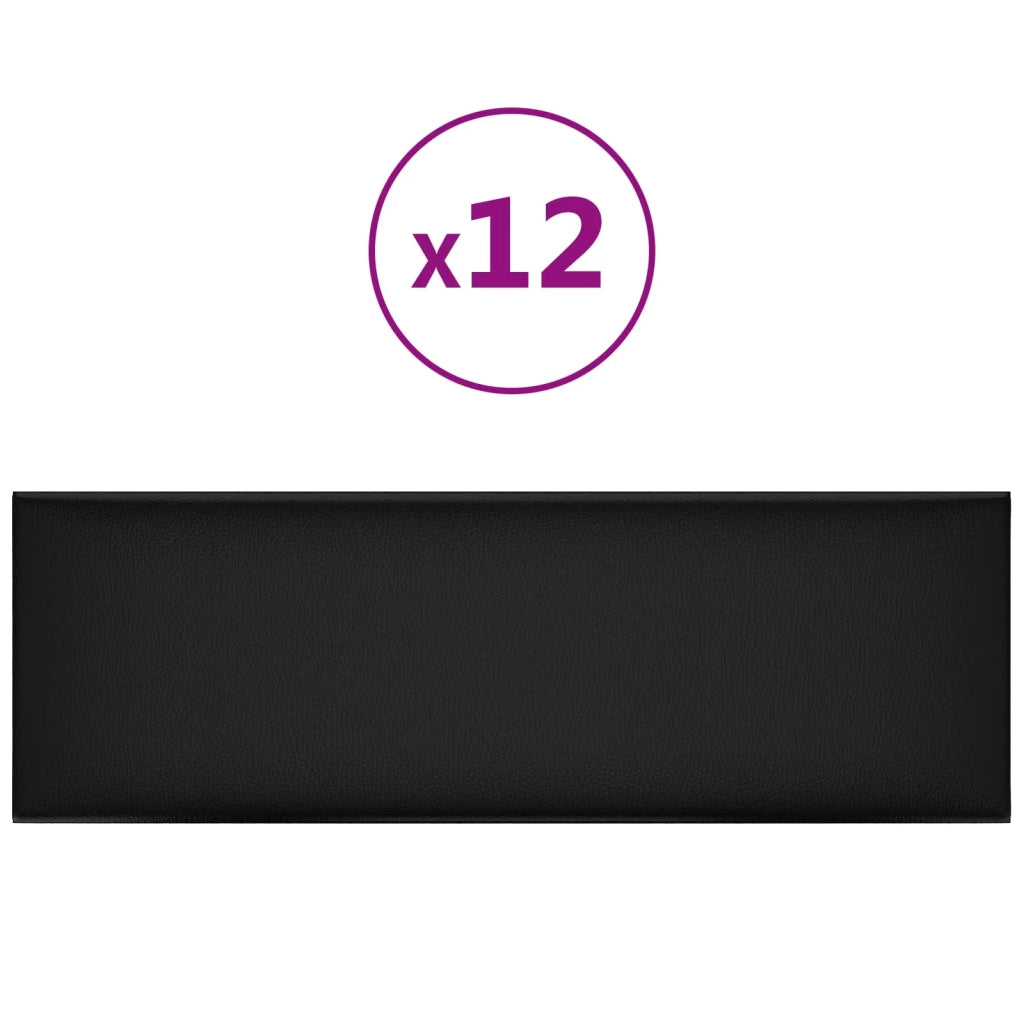 Testiera da Parete 12 pcs Nero 90 x 30 cm Tessuto 4008370