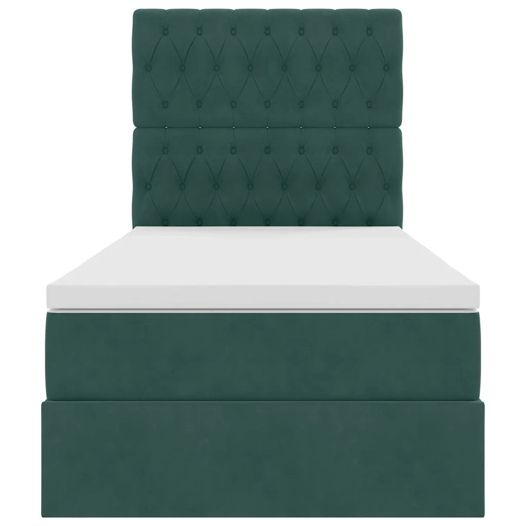 Letto con contenitore e materasso Verde Scuro 100 x 200 cm