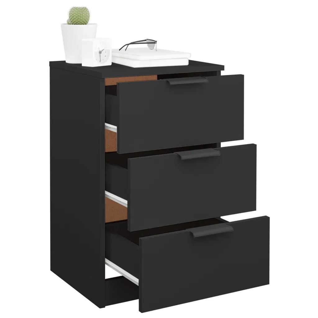 Set di 2 Comodini | Armadio da Notte | Mobiletto da notte Neri 40x36x65 cm