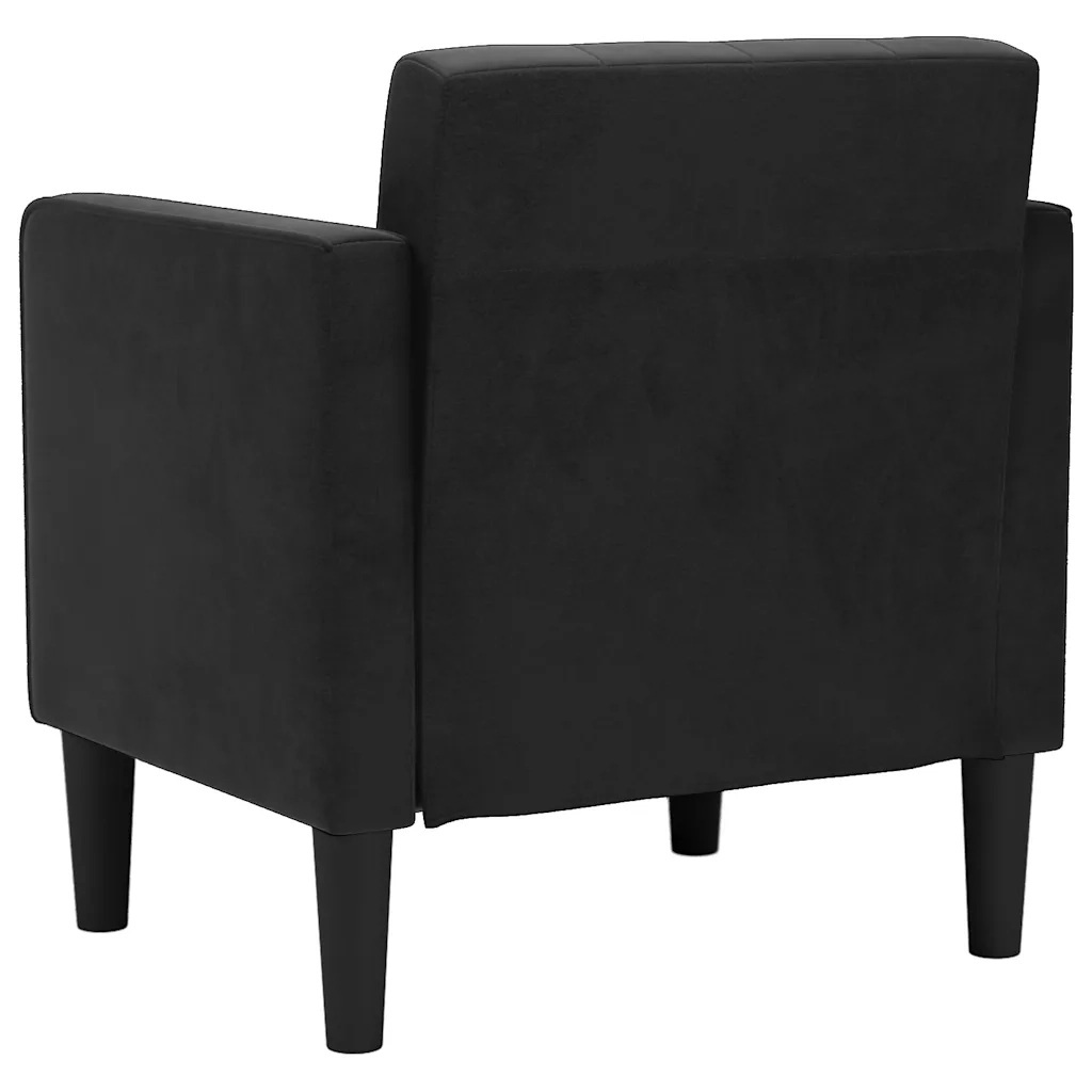 Divano Poltrona | Sedia con Braccioli Nero 53 cm in Velluto