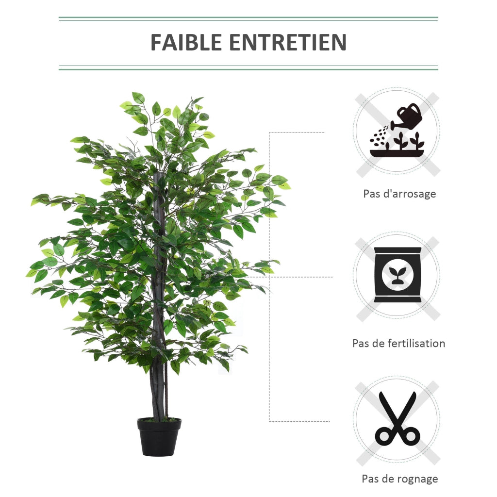 Pianta Artificiale Ficus ¨C Xylo ¨C H.145 cm con Tronco Rami Licheni Foglie Vaso Incluso