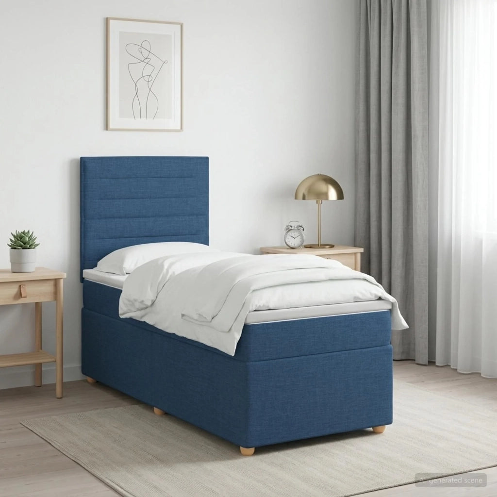 Letto box spring con materasso Blu 90 x 200 cm Tessuto 3455258