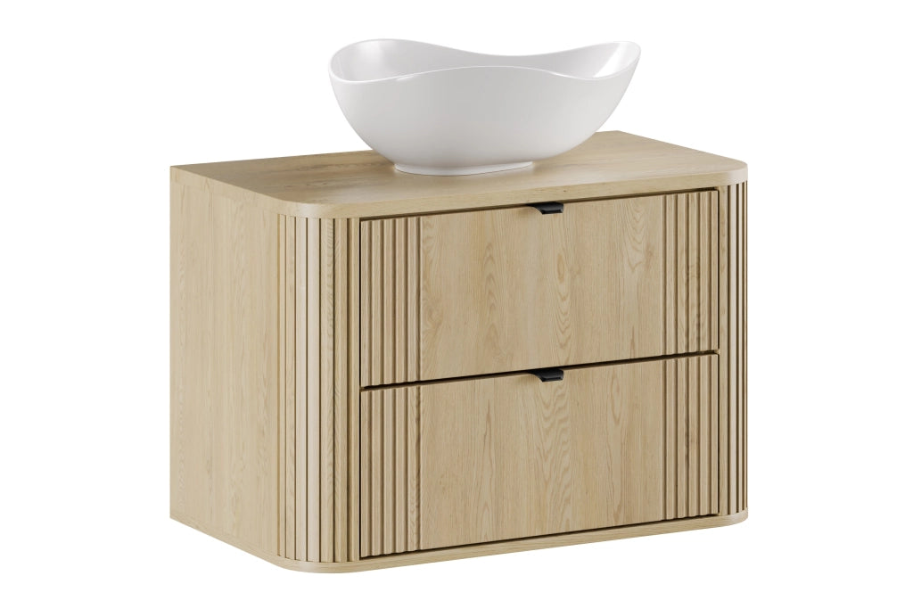Set mobili bagno 80 cm con piano e lavabo da appoggio Cloud Ovalia Cremona 80 cm