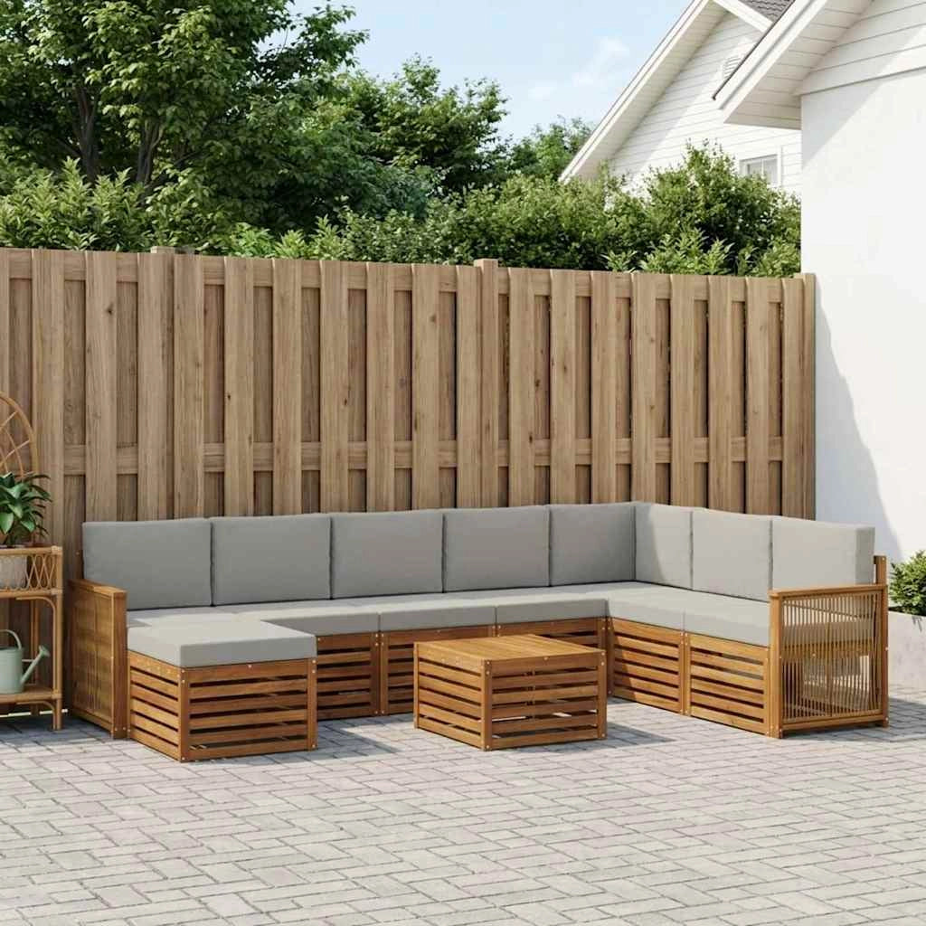 Set di divani da esterno 7 pz Naturale e Grigio Chiaro 3384747