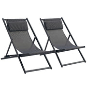 Lettini da giardino pieghevoli 2 pezzi ¨C Minimal ¨C Grigio 60x100x85 cm