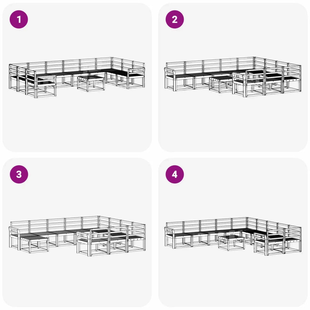 Set di divani da esterno 11 pcs Naturale